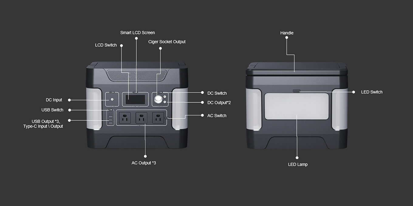 မိုဘိုင်းအားသွင်းရန်အတွက် 1000W Deep Cycle Solar Generator