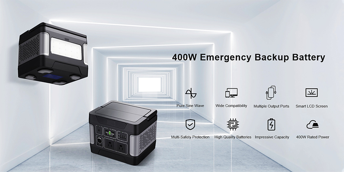 အားသွင်းရန်အတွက် 400W စွမ်းအင်သိုလှောင်မှု အရေးပေါ်ဆိုလာမီးစက်