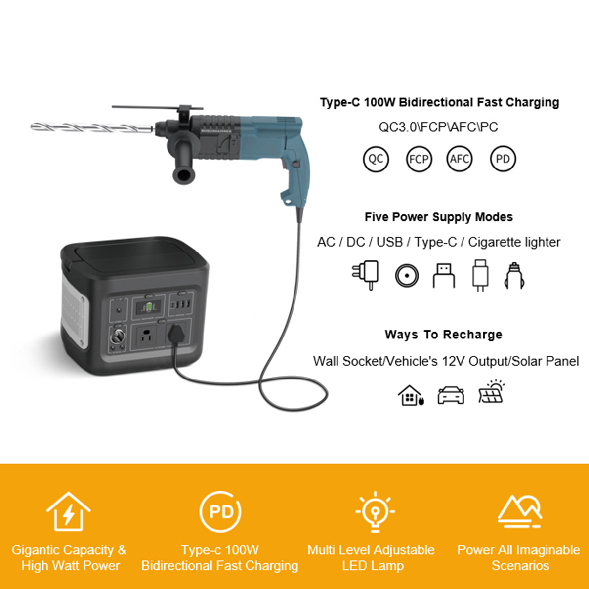 အားသွင်းရန်အတွက် 400W Maintenance Free Solar Generator